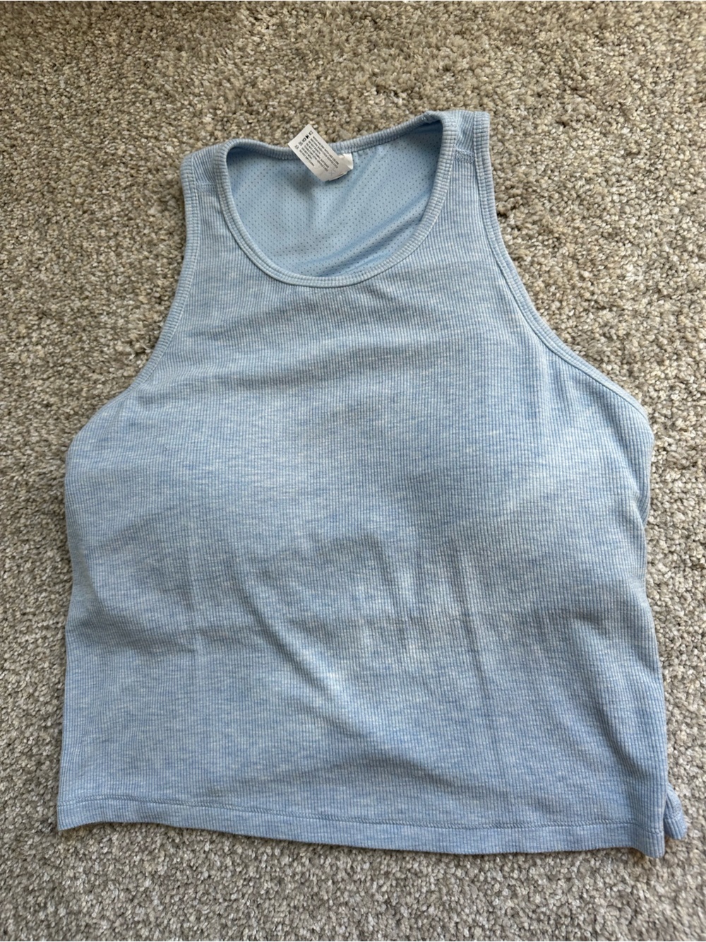 Women’s Yogalicious Light Blue Heavenly Rib Stacy Crop Tank